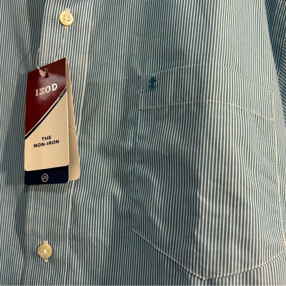 IZOD Men's Blue Short Sleeve Shirt-XL - Picture 3 of 3